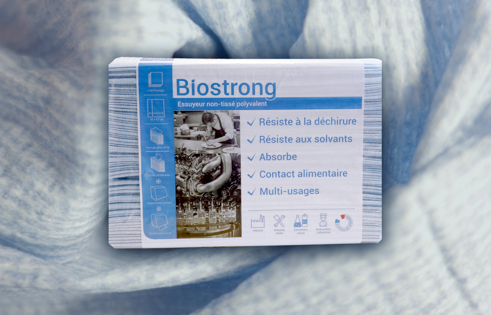 Biostrong-chiffon d'essuyage-bleu-polyvalent